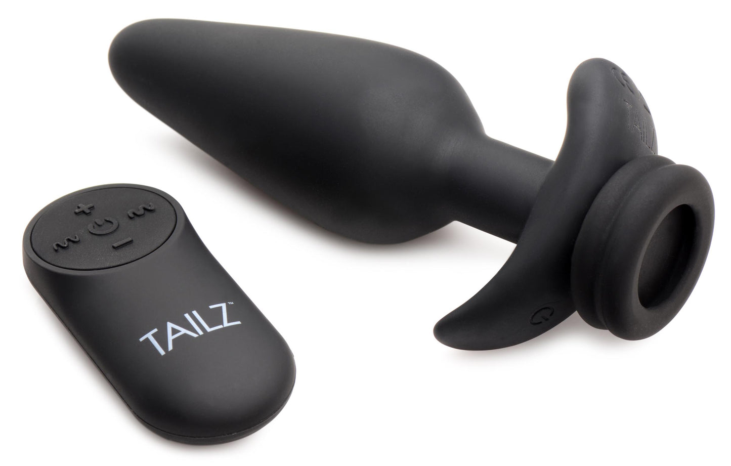 Interchangeable 10X Vibrating Silicone Anal Plug with Remote - Large