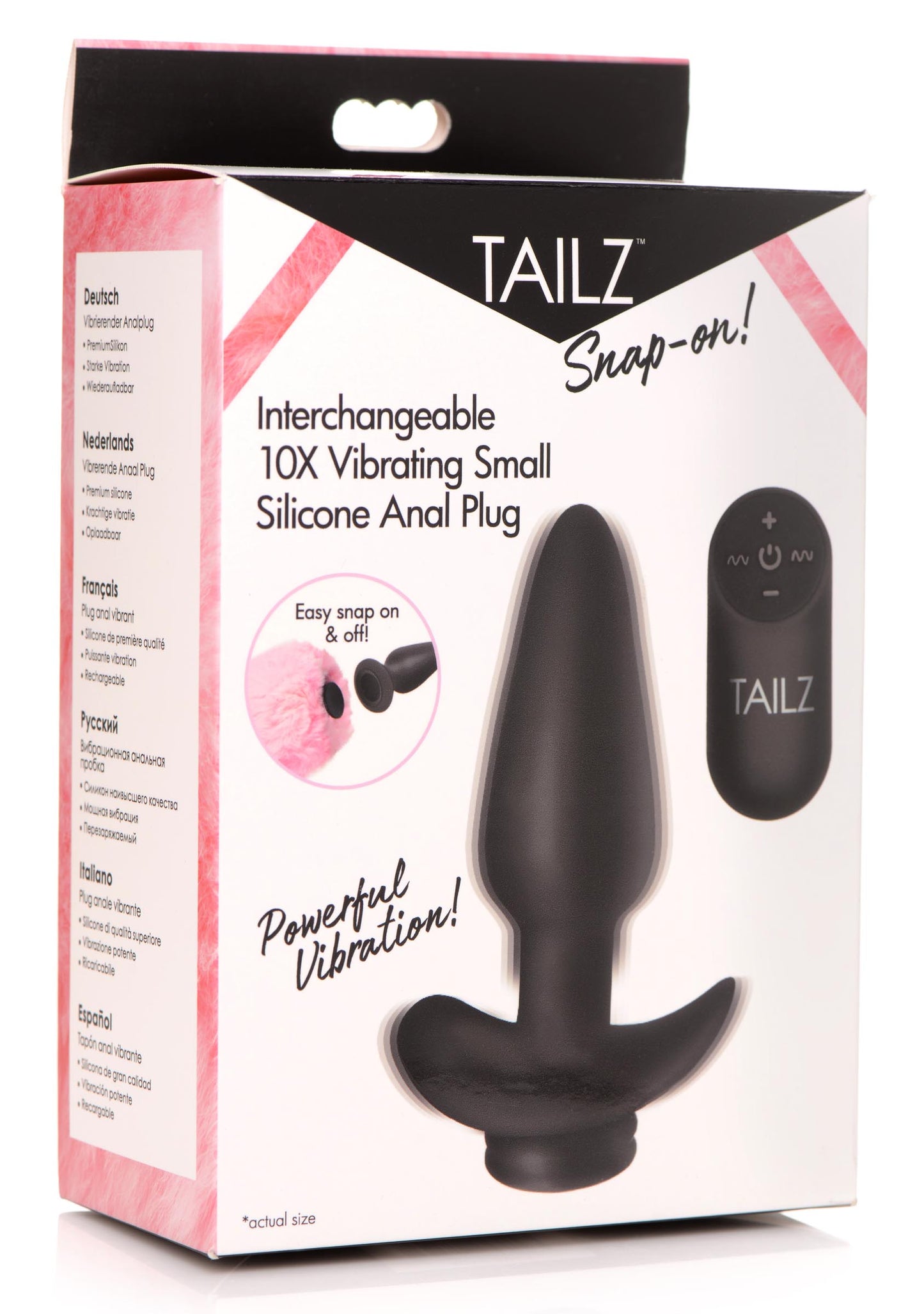 Interchangeable 10X Vibrating Silicone Anal Plug with Remote - Small