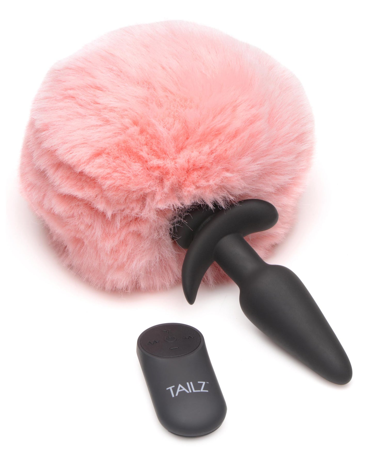 Large Vibrating Anal Plug with Interchangeable Bunny Tail - Pink