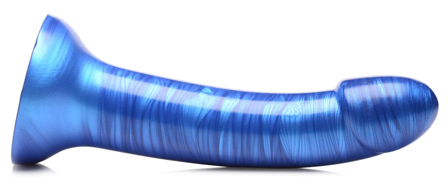 7 Inch Metallic Silicone Dildo - Blue