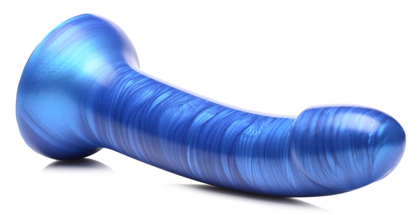 7 Inch Metallic Silicone Dildo - Blue