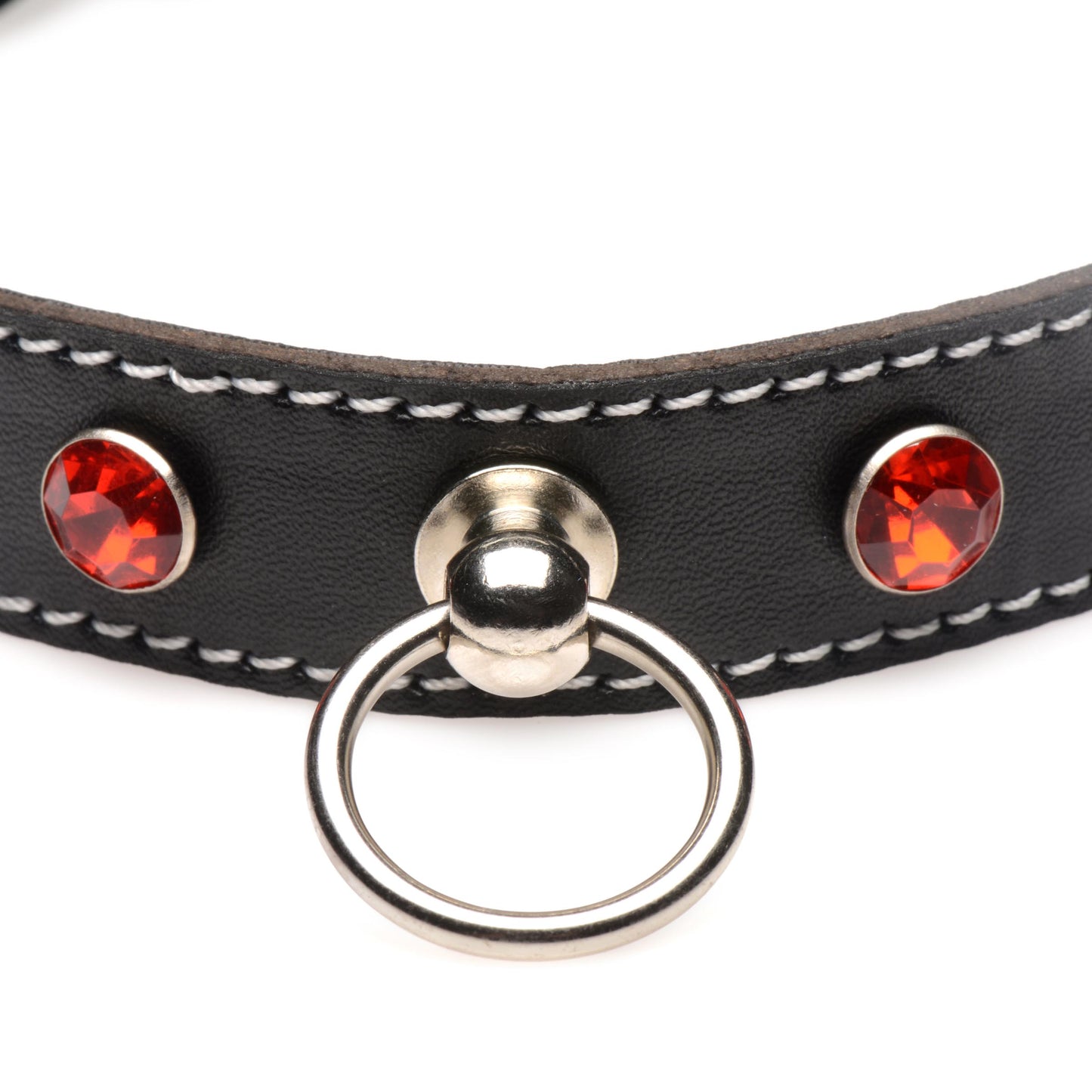 Rhinestone Choker with O-Ring - Red