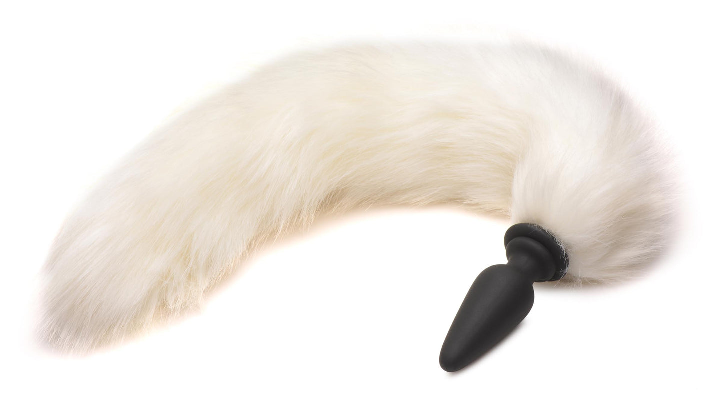 Large Anal Plug with Interchangeable Fox Tail - White