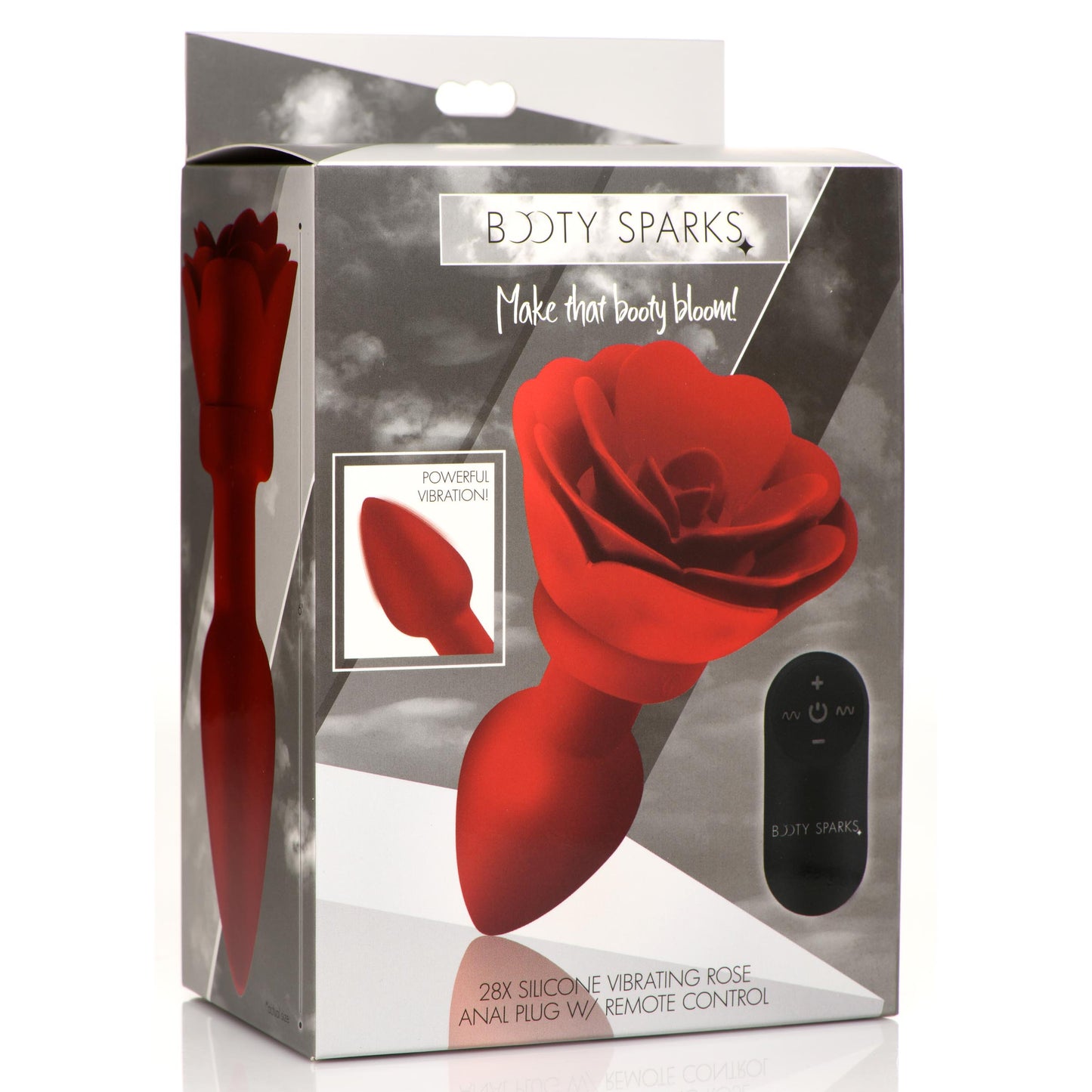 28X Silicone Vibrating Rose Anal Plug with Remote - Large