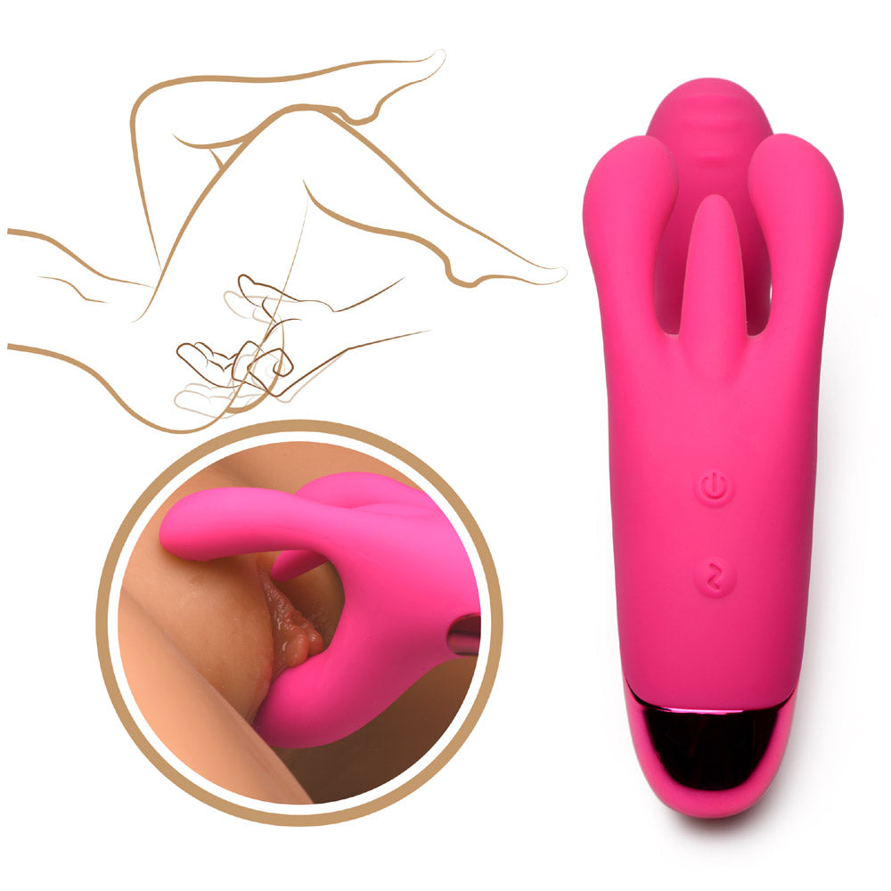 10X Triple Rabbit Silicone Vibrator - Pink