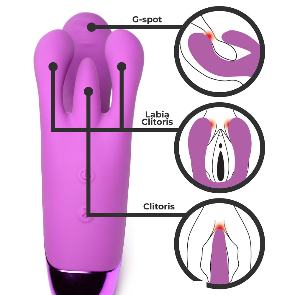 10X Triple Rabbit Silicone Vibrator - Purple