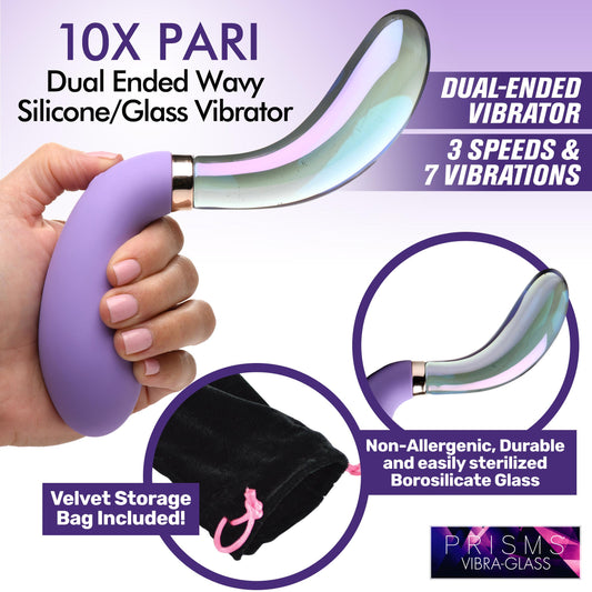 10X Pari Dual Ended Wavy Silicone and Glass Vibrator