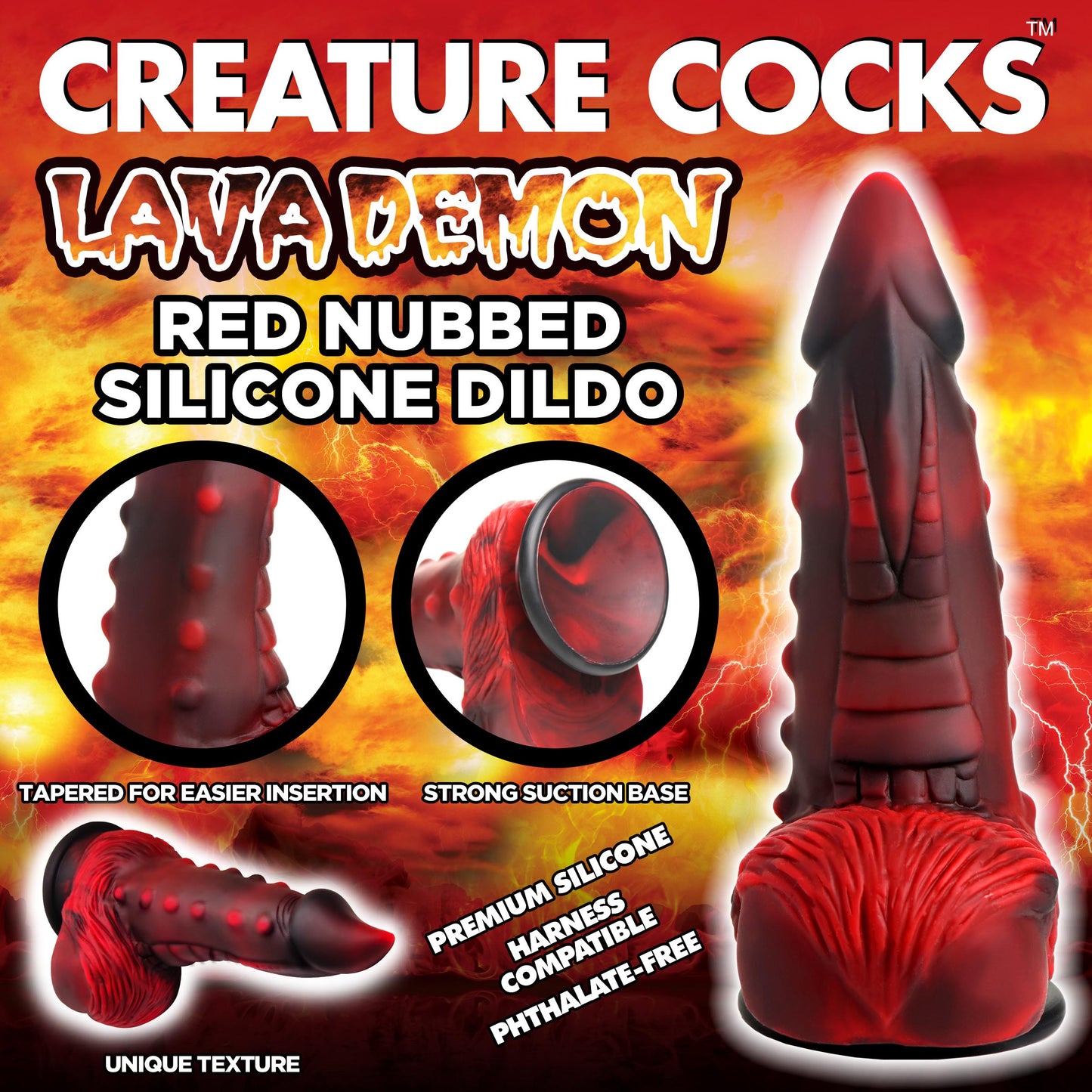 Lava Demon Nubbed Silicone Dildo