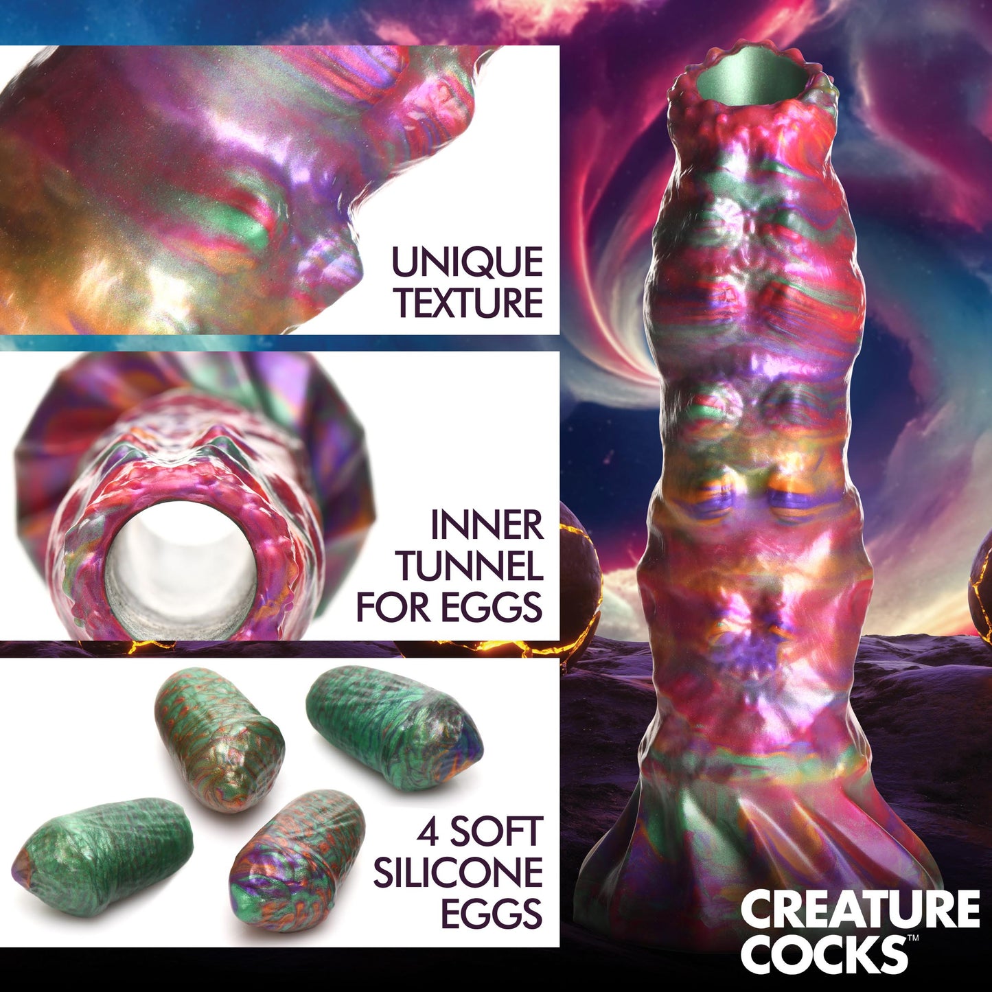 Larva Silicone Ovipositor Dildo with Eggs