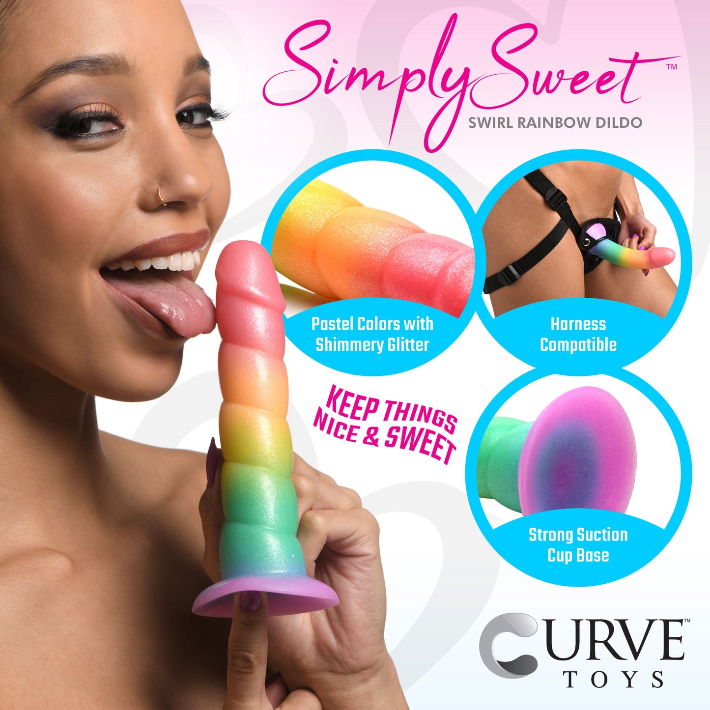 Swirl Rainbow Silicone Dildo