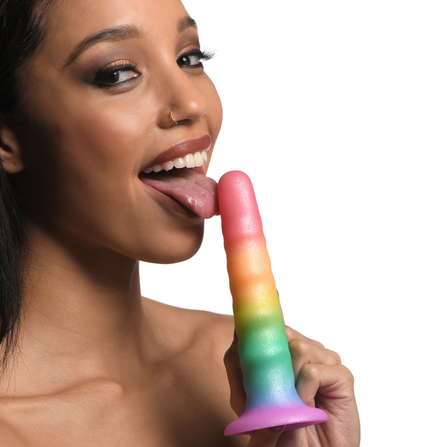 Zigzag Rainbow Silicone Dildo