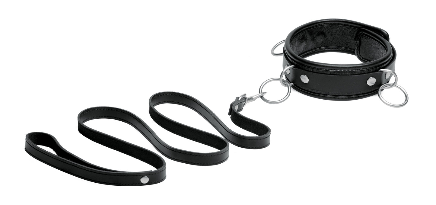 Isabella Sinclaire 3 Ring Leather Collar with Leash