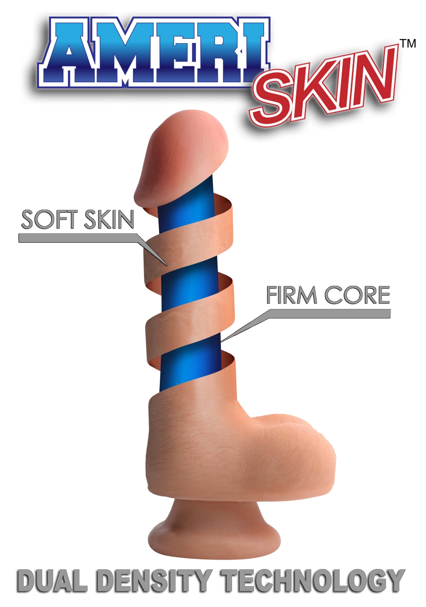 10 Inch Ultra Real Dual Layer Suction Cup Dildo- Medium Skin Tone